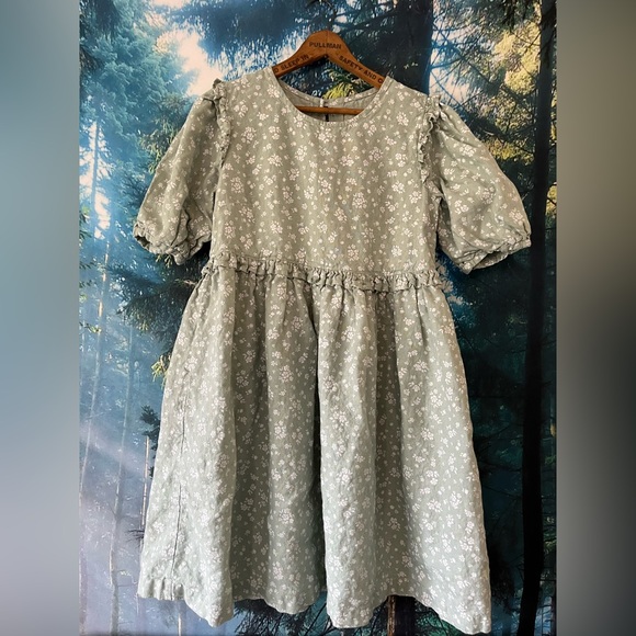Lalibela Not Perfect Linen Floral Dress Light Green Medium - Picture 2 of 13